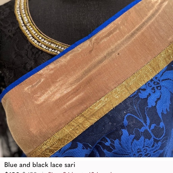 Blue and Black Lace Sari! - Picture 7 of 7